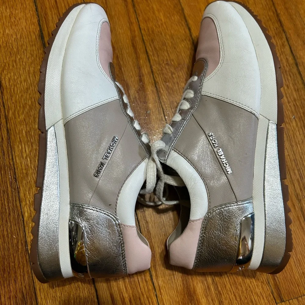 Michael KORS ALLIE Cement Soft Pink Silver Trainer Sneakers US 9 LOVE SHOES
